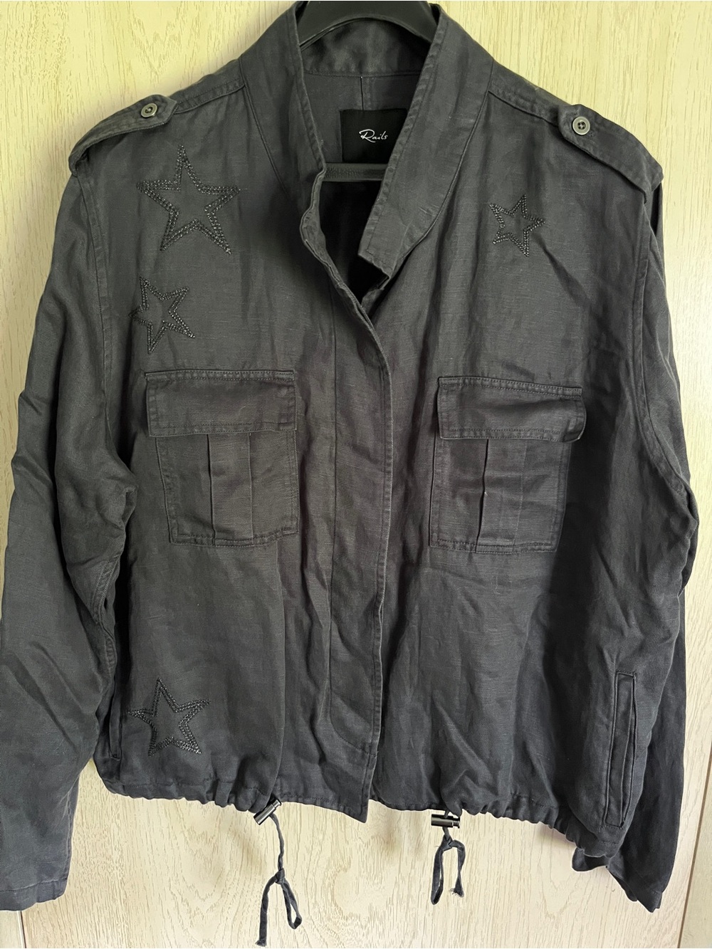 Rails Rowen Linen Blend Star Embroidery Jacket in Dark Gray Size XXL NWOT